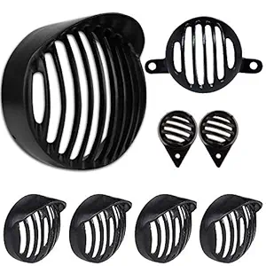 Gate 7 Headlight Heavy Grill Shade,Indicator,Tail,Eyes Grill for Royal Enfield Bullet Classic 350/500/Chrome/Desert Storm.(Set of 8)