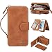 Produktbild LOOKAY iPhone 7 Multifunktions Hochwertigen PU Leder Handy Tasche mit Handschlaufe Schutzhülle Handyhülle Hülle und Geldbörse 2 in 1 - Braun