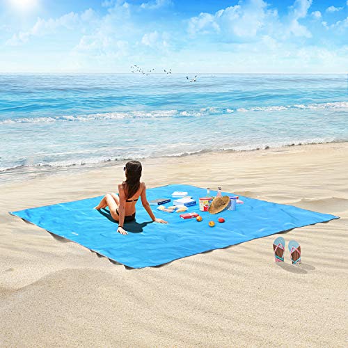 HOSPORT Manta de Playa Manta de Picnic Impermeable de Oxford - 215cm x 215cm para 4 Personas Manta Portátil a Prueba de Arena para Picnic, Playa, Senderismo, Camping y Parque, etc. (Azul)