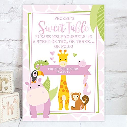 Personalised Zoo / Jungle Themed Sweet Table Sign for Children's Party (KB3)