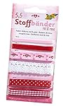 Folia 12202 - Stoffbänder, 6 Stück, rot/rosa