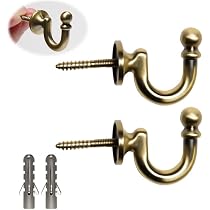 Lot De 2 Embrasses De Rideau En Métal Vintage - Forme En G, Revêtement Bronze, Avec Tubes D'Expansion Et Vis - Pour Rideaux Ou Suspension - 11