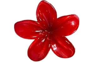 WHAKANO 2 Stück Plumeria Blumen Haarspangen,Hawaiian Claw Clip,Rutschfeste Haarklammer Damen,Starker Halt,Krallenklammern Haarstyling-Zubehör für Frauen Mädchen,Party Strand Pool Urlaub,Rot