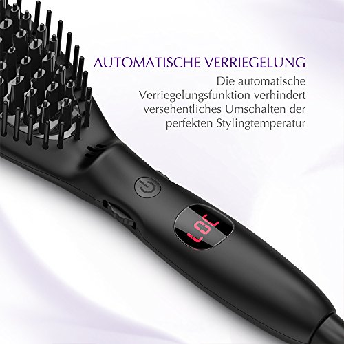 Glättungsbürste Ionen USpicy Haarglättende Bürste elektrische Glättbürste mit Temperatur-Schieberegler und Negativer Ionentechnologie Schnelles Erhitzen, Automatische Verriegelungsfunktion & Automatische Abstellfunktion, Innovatives Borstendesign - 4