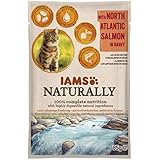 Iams Naturally Lachs, Nassfutter mit Lachs für erwachsene Katzen, Probiergröße, Einzelbeutel (1 x 85 g)