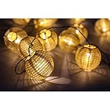 LED Solar Lampion Lichterkette 20er Partylichterkette Weihnachtslichterketten Weihnachtsbeleuchtung Deko für Innen Außen Balkon Garten Party Weihnachten Kugeln/Bälle Lampions 5.6m golden - 5