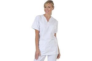 Hurry Jump Blouse medicale Mixte Col V 3 Poches Blouse Infirmiere Blouse vétérinaire Blouse pour Uniforme Medical 65 35 Polycoton