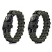 Produktbild PSKOOK Paracord Survival Armband mit elastischen Schock Seil Kompass Whistle Feuer Starter Wildnis Taktische Notfall Ausrüstung Kit 2PCS (Armeegrün)