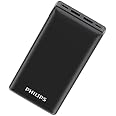 Philips 20000mAh Power bank with PD & QC3.0 USB A and USB C charging port 20W Compatible with iPhone 16 15 Series Galaxy S24 S23 Ultra, AirPods, Black