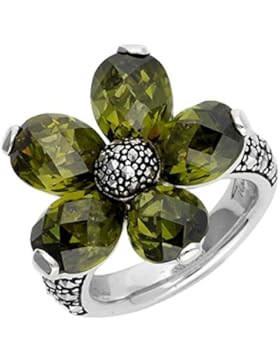 Thomas Sabo Damen Fingerring 925 Silber Silber/Grün TR1874-021-6