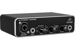 Behringer UMC22 Audiophile 2x2 Audio Interface, USB, with Midas Microphone Preamp