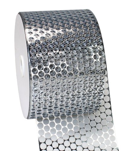 C.E. Pattberg CHICAGO Perforated Ribbon - Silver, 45 m Gift Band For Wrapping And Decorating, 80 mm Width, Metallic Ribbon For Weddings, Easter, Christmas, Birthdays, Crafting Ideas And Decorations