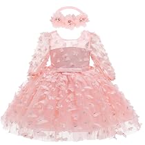 Odizli Vestito estivo a maniche corte con fiore in pizzo + fascia, Blu, 0-3 Mesi