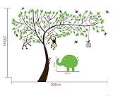 Rainbow Fox Affe und Elefant Spielen auf Riesenbaum-Wandtattoo Wandaufkleber für Kinderzimmer Dekoration - 6