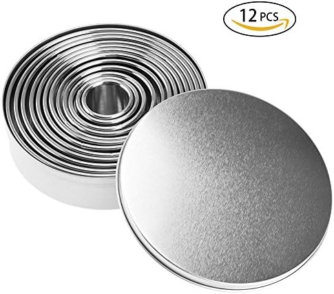 Uarter Stainless Steel Biscuit Cutter Set Food-grade Cookie Cutters Round Pastry Cutter, Perfect for Making Biscuits, Doughnuts, Muffins, Scones, Pastry and Fondant, Set of 12