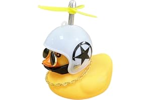 ZOLITIME Anatra di gomma Ornamenti giocattolo Anatra gialla Decorazioni per cruscotto per auto Spremere Anatra Corna per bicicletta Casco per elica