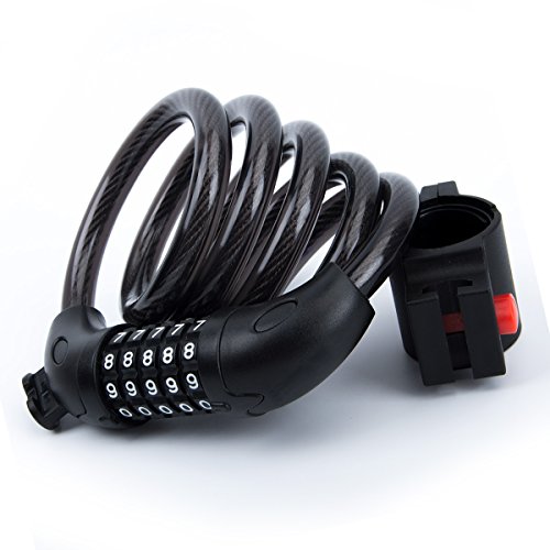 Preisvergleich Produktbild Fahrradschloss ,Profer Kettenschloss Zahlenschloss Kabelschloss Motorradschloss Motorrad Schloss Mit Halterung Für Fahrrad, Motorrad (Schwarz)