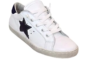 VIA CONDOTTI Scarpe Sneakers Basse Donna Pelle Bianca Blu Stella Art Golf