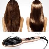 Bestidy Haare Pflegen Glättungbürste Haarglätter Bürste Glätteisen Automatische Abschaltung Schutz Eigenschaften LCD-Display & Push Button Temperaturänderung (goldene) - 9