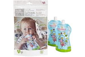 FILL N SQUEEZE BABY FOOD MADE SQUEEZEE Fill n Squeeze Baby Food Pouches - UK Made Reusable Baby Weaning Toddler Smoothie Pouches - BPA & PVC Free no Leak Pouch - Use with Baby Food Pouch Maker
