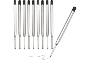 Belegao 10PCS Pen Refills Black Ink, Medium 3.9inch Ball Point Pen Refill Metal Compatible with Most Brands Ballpoint Pens Smooth Writing Rollerball Replacement for School, Home and Office
