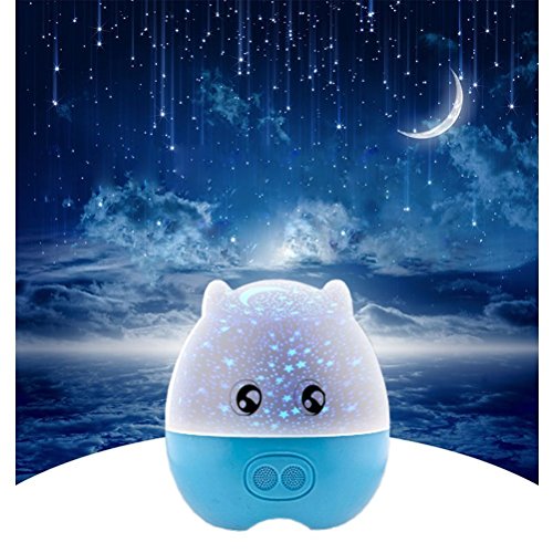 Preisvergleich Produktbild Life Up® Nachtlicht Sternenhimmel-Projektor Mit Fernbedienung + Nachtlicht + Lautsprecher Bluetooth Musik-Abspielen 4 Muster 5 Lichtfarbe Cartoon-Form Rotierende Projektor USB Aufladung 2000 mA Lithium-Batterie Nachtlicht Lampe Einschlafhilfe für Baby / Kinder / Erwachsene Blau