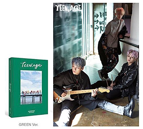 Preisvergleich Produktbild 2nd SEVENTEEN Album [Green Ver.] TEEN,AGE CD + Offiziell Poster + Fotobuch + Fotokarte + Folding Poster + Name Aufkleber + Portrait Desktop Stand + Geschenk