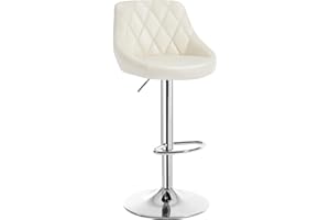 WOLTU Bar Stool Cream Bar Chair Breakfast Dining Stool Chair for Kitchen Island Counter Leatherette Exterior, Adjustable Swivel Gas Lift, Steel Footrest & Base