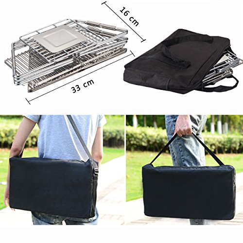 BBQ Portable Holzkohle Grill, Cookey Compact Folding Camping Herd Aus Edelstahl, Ideal für Camping, Picknicks, Hinterhöfe - 6