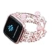 Produktbild IGEMY Schwarz Rosa Silber Mode Sport Perlen Armband Armband Band für Fitbit Versa Large Size (Rosa)