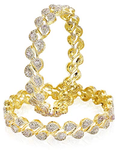 YouBella Jewellery American Diamond Gold Plated Bangles for Women and Girls