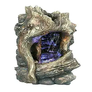 Hi-Line Gift Ltd Tree Trunk Waterfall with LED Lite Decorative Tabletop Fountain
