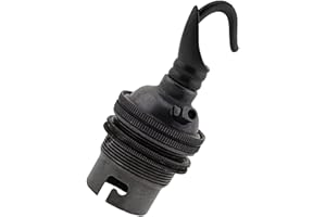 ART DECO EMPORIUM 1 Pack Traditional Earthed Solid Brass Lampholder with Shade Retaining Ring and Metal Deco Styled Hook | Bronze Finish - no lacquer| B22|B22D | Bayonet Cap