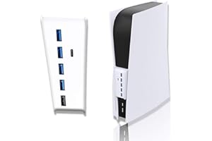 Megadream USB-Hub mit 5 Anschlüssen für PS5, Hochgeschwindigkeits-Erweiterung, Hub-Ladegerät, Splitter-Adapter 4 USB + 1 USB-Ladeanschluss Typ C Port, kompatibel Playstation Dualsence Spielkonsole