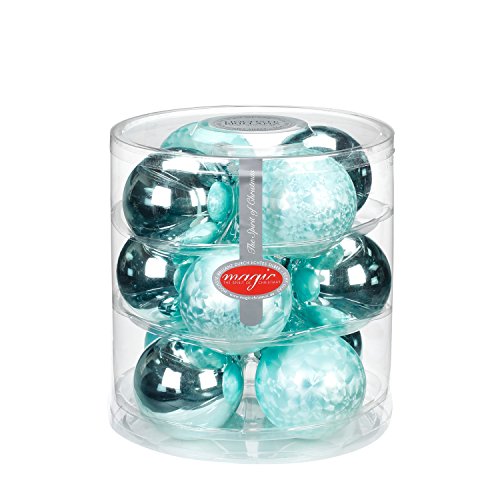 12 Christbaumkugeln GLAS 75mm ( eislack mint ) // Weihnachtskugeln Baumkugeln Baumschmuck Weihnachtsdeko Kugeln Glaskugeln Christbaumschmuck Dose Deko