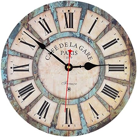 Wall Clock, iTECHOR 14 Inch Vintage France Paris French Country Tuscan Style Roman Numeral Design Silent Clock