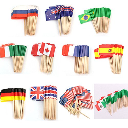 Generic 50x Holz Nationalflagge Flaggenpicker Papierfähnchen Picks mit Zahnstocher Kuchen Cocktail Deko - Kanada , 3,5 cm x 2,5 cm