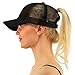 Produktbild SanKidv Frauen Baseballmütze Snapback Hut Hip-Hop Verstellbarer Hut Frauen Pferdeschwanz Baseball Cap Outdoor Urlaub Sonnenschirm Sonnenhut Mütze Mesh Cap Schatten Baseballcap (Schwarz)