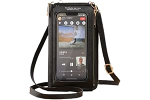 Narunii Petit Sac à Bandoulière Femme,Pochette Portefeuille Telephone portable avec Fenêtre à Écran Tactile,Sac à Dos en Cuir PU Transparent