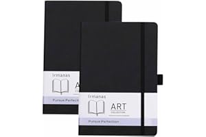 Irmanas A5 Notebook, 2 Pack Premium Classic Lined Notepad with Pen Loop 160 Pages College Leather Hardcover Journal Business Gift Office Supplies for Men Women