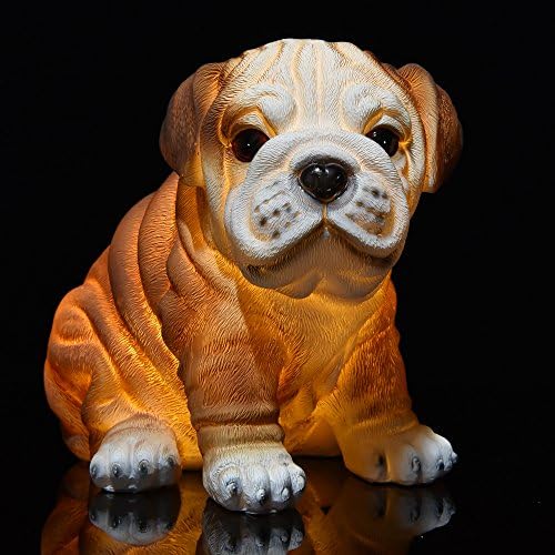 Amazlab LED Table Lamp for Living Room Decoration, Indolent Baby Bull Dog Shaped Night Lamp for Kids Bedroom, USB Port or Battery Operated, 4 Hour Timer