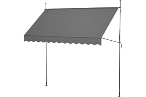 Thanaddo Klemmmarkise mit Handkurbel, 300cm Bereit, manuell höhenverstellbar Balkonmarkise ohne Bohren, UV Schutz Sonnenschutz wasserdicht für Outdoor, Terrasse, Balkon, Garten, Anthrazit