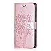 Produktbild Huwei P20 Lite Hülle, Bear Village® Huwei P20 Lite Premium Leder Multi-funktion Ständer Schutzhülle mit Kartenfach, Geprägter Baum Anti-Scratch Hülle (#13 Roségold)