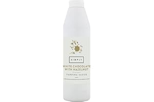 Simply White Chocolate with Hazelnut Flavouring Topping Sauce, Ready to Use Dessert Sauce for Ice Cream, Waffles, Pancakes, Coffee & Milkshakes (1 kg)