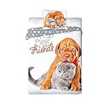 FUNDA COJIN 70 X 80/90 CM (PERRO GATO) FUNDA EDREDON NORDICO + FUNDA COJIN 100 % ALGODON* CAMA 90 X 200 CM (PERRO GATO))