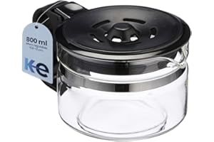 Anakel Home Jarra Cafetera de Goteo Universal Según Medidas Compatible con Cafetera Americana o de Goteo Eléctrica 800ml | Vidrio, Tapa Antigoteo, Altura Regulable 10,5-13 cm | REVISAR MEDIDAS