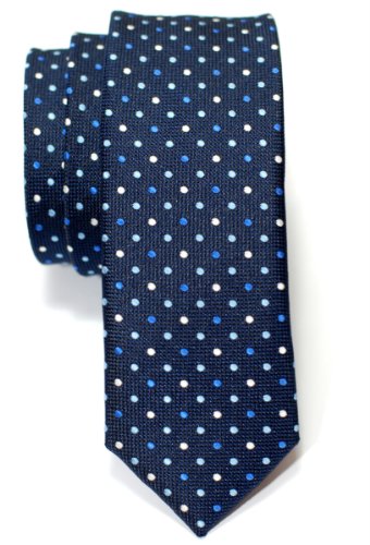 Retreez Corbata de microfibra fina con lunares de época tricolor para hombres Azul marino