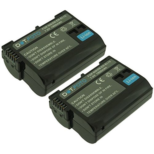2 x Dot Foto Batterie de qualit   pour Nikon EN-EL15 avec Dot Foto InfoChip - 7 0v   1900mAh - garantie de 2 ans - Nikon 1 Series V1   Nikon D500  D600  D610  D750  D800  D800E  D810  D7000  D7100  D7200