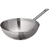 METRO Professional Wok non rivestito, Ø 30 cm, acciaio inox, utilizzabile in forno fino a max. 240°C, compatibile con induzio