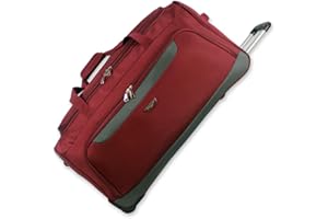 ROCKLANDS LONDON Lightweight Luggage Wheeled Trolley Holdall Suitcase Duffle Bag Rolling Hold Travel Bag AR306 (Medium - 28" (H72xW37xD36 cm), Burgundy)